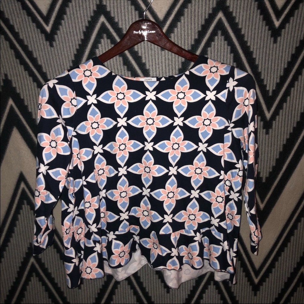 crown & ivy print & blue floral print top